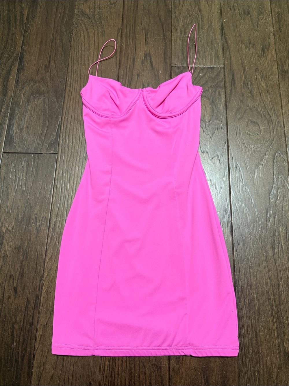 Women’s Hot Pink Spaghetti Strap Mini Dress